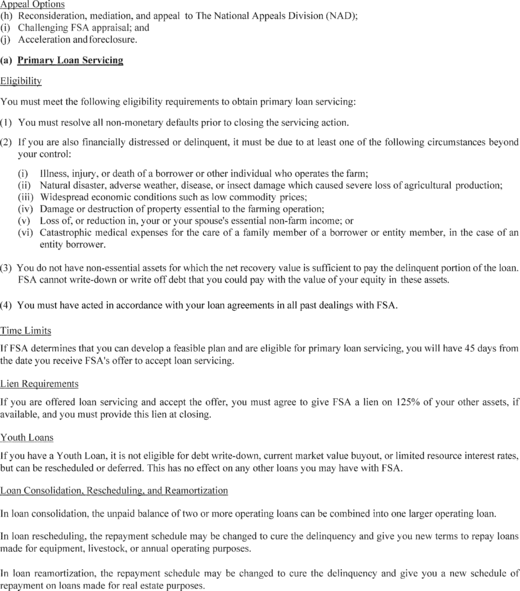 Regulatory graphic accompanying: This appendix contains the notification (form letter) that the Farm Service Agency will send to borrowers with loans in Iowa who are at least 90 days past due on their loan…