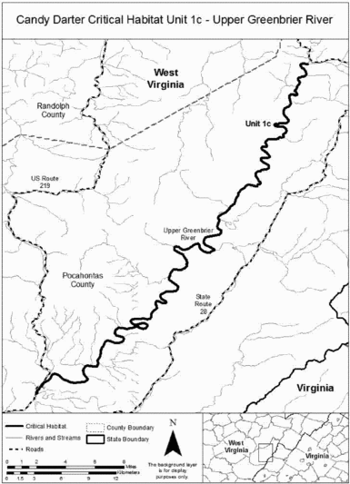 Regulatory graphic accompanying: Map of Unit 1c, Upper Greenbrier River, follows
