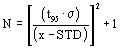 Regulatory graphic accompanying: Calculate the required sample size for each engine family. Separately calculate this figure for HC + NOX and CO. The required sample size is the greater of these calculated values…