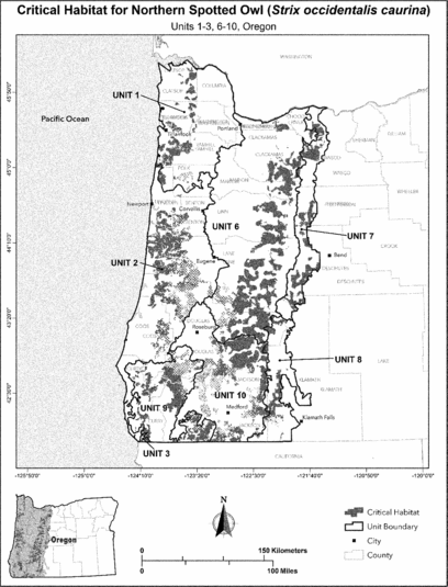 Regulatory graphic accompanying: Note: Index map of critical habitat units for the northern spotted owl in the State of Oregon follows: Figure 2 to Northern Spotted Owl (Strix occidentalis caurina) paragraph (7)