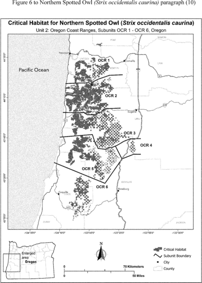Regulatory graphic accompanying: Unit 2: Oregon Coast Ranges, Oregon. Map of Unit 2, Oregon Coast Ranges, Oregon, follows