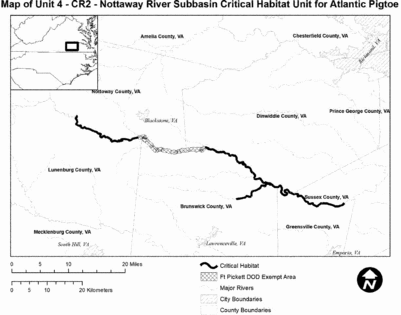 Regulatory graphic accompanying: Map of Unit 4 (Nottoway River Subbasin) follows