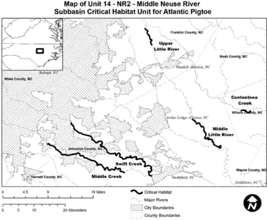 Regulatory graphic accompanying: Map of Unit 14 (Middle Neuse River Subbasin) follows
