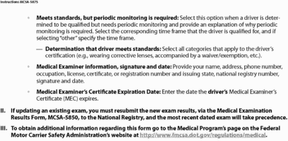 Regulatory graphic accompanying: Upon completion of the medical examination required by this subpart