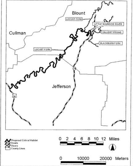 Regulatory graphic accompanying: Figure 14 to Nine Mobile River Basin Mussel Species Paragraph (2)(xiv)(B) Unit 12: Ovate Clubshell, Triangular Kidneyshell, Alabama Moccasinshell, Orange-Nacre Mucket, Dark Pigtoe