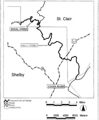 Regulatory graphic accompanying: Figure 23 to Nine Mobile River Basin Mussel Species Paragraph (2)(xxiii)(B) Unit 21: Ovate Clubshell, Southern Clubshell, Triangular Kidneyshell, Coosa Moccasinshell, Southern…