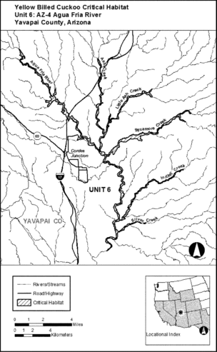 Regulatory graphic accompanying: Unit 6: AZ-4, Agua Fria River; Yavapai County, Arizona. Map of Unit 6 follows