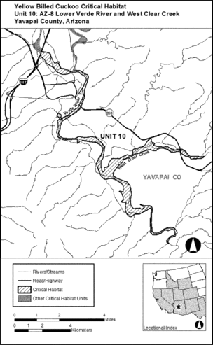 Regulatory graphic accompanying: Unit 10: AZ-8, Lower Verde River and West Clear Creek; Yavapai County, Arizona. Map of Unit 10 follows