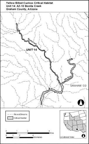 Regulatory graphic accompanying: Unit 14: AZ-12, Bonita Creek; Graham County, Arizona. Map of Unit 14 follows