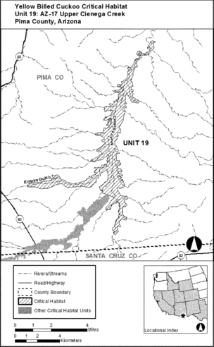 Regulatory graphic accompanying: Unit 19: AZ-17, Upper Cienega Creek; Pima County, Arizona. Map of Unit 19 follows