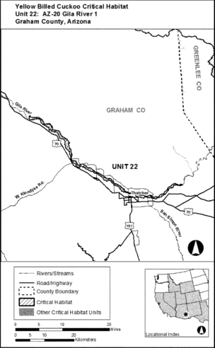 Regulatory graphic accompanying: Unit 22: AZ-20, Gila River 1; Graham County, Arizona. Map of Unit 22 follows