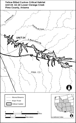 Regulatory graphic accompanying: Unit 24: AZ-22, Lower Cienega Creek; Pima County, Arizona. Map of Unit 24 follows