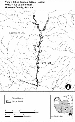 Regulatory graphic accompanying: Unit 25: AZ-23, Blue River; Greenlee County, Arizona. Map of Unit 25 follows