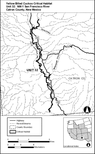 Regulatory graphic accompanying: Unit 32: NM-1, San Francisco River; Catron County, New Mexico. Map of Unit 32 follows