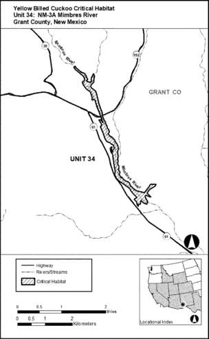Regulatory graphic accompanying: Map of Unit 34: NM-3A, Mimbres River
