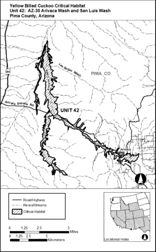 Regulatory graphic accompanying: Unit 42: AZ-30, Arivaca Wash and San Luis Wash; Pima County, Arizona. Map of Unit 42 follows
