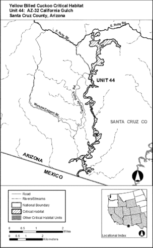 Regulatory graphic accompanying: Unit 44: AZ-32, California Gulch; Santa Cruz County, Arizona. Map of Unit 44 follows