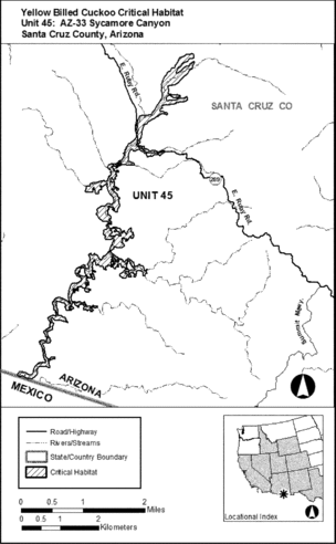 Regulatory graphic accompanying: Unit 45: AZ-33, Sycamore Canyon; Santa Cruz County, Arizona. Map of Unit 45 follows