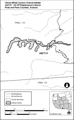 Regulatory graphic accompanying: Unit 51: AZ-39, Peppersauce Canyon; Pinal County, Arizona. Map of Unit 51 follows