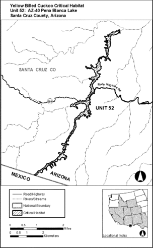 Regulatory graphic accompanying: Unit 52: AZ-40, Pena Blanca Canyon; Santa Cruz County, Arizona. Map of Unit 52 follows