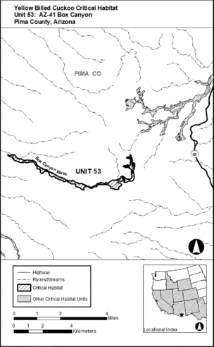 Regulatory graphic accompanying: Unit 53: AZ-41, Box Canyon; Pima County, Arizona. Map of Unit 53 follows