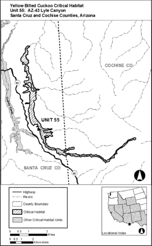 Regulatory graphic accompanying: Unit 55: AZ-43, Lyle Canyon; Santa Cruz and Cochise Counties, Arizona. Map of Unit 55 follows