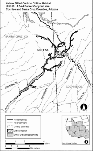 Regulatory graphic accompanying: Unit 56: AZ-44, Parker Canyon Lake; Santa Cruz and Cochise Counties, Arizona. Map of Unit 56 follows