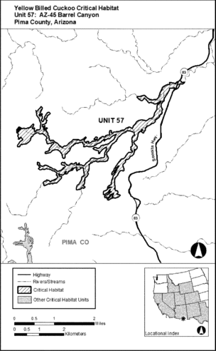 Regulatory graphic accompanying: Unit 57: AZ-45, Barrel Canyon; Pima County, Arizona. Map of Unit 57 follows
