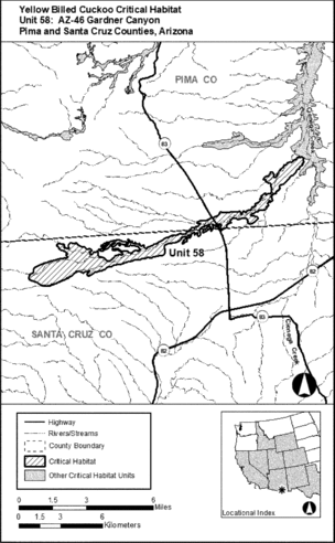 Regulatory graphic accompanying: Unit 58: AZ-46, Gardner Canyon; Pima and Santa Cruz Counties, Arizona. Map of Unit 58 follows