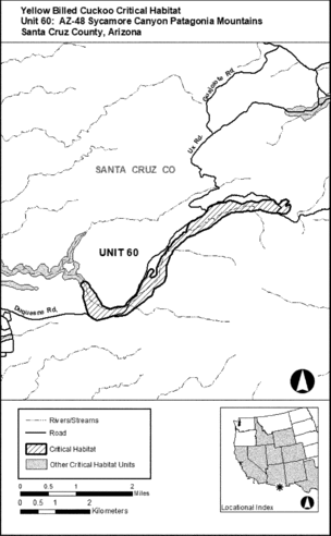 Regulatory graphic accompanying: Unit 60: AZ-48, Sycamore Canyon; Santa Cruz County, Arizona. Map of Unit 60 follows