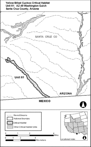 Regulatory graphic accompanying: Unit 61: AZ-49, Washington Gulch; Santa Cruz County, Arizona. Map of Unit 61 follows