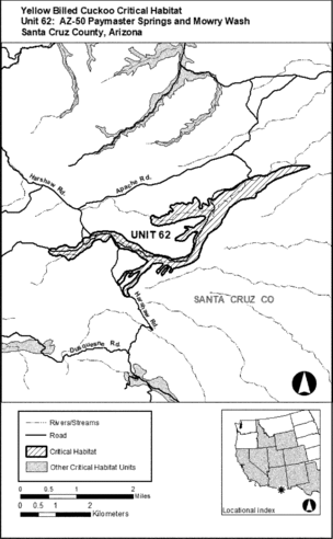Regulatory graphic accompanying: Unit 62: AZ-50, Paymaster Spring and Mowry Wash; Santa Cruz County, Arizona. Map of Unit 62 follows