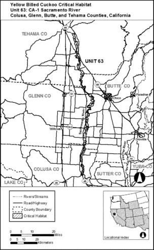Regulatory graphic accompanying: Unit 63: CA-1, Sacramento River, Colusa, Glenn, Butte, and Tehama Counties, California. Map of Unit 63 follows