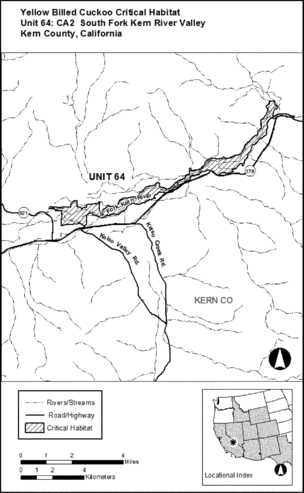 Regulatory graphic accompanying: Unit 64: CA-2, South Fork Kern River Valley; Kern County, California. Map of Unit 64 follows