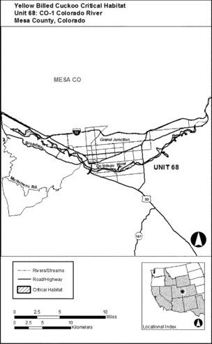 Regulatory graphic accompanying: Unit 68: CO-1, Colorado River; Mesa County, Colorado. Map of Unit 68 follows
