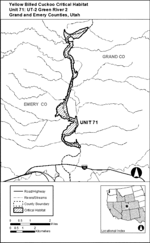 Regulatory graphic accompanying: Unit 71: UT-2, Green River 2; Emery and Grand Counties, Utah. Map of Unit 71 follows