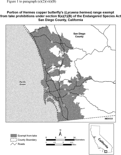 Regulatory graphic accompanying: Note: The map of areas exempted from take prohibitions follows