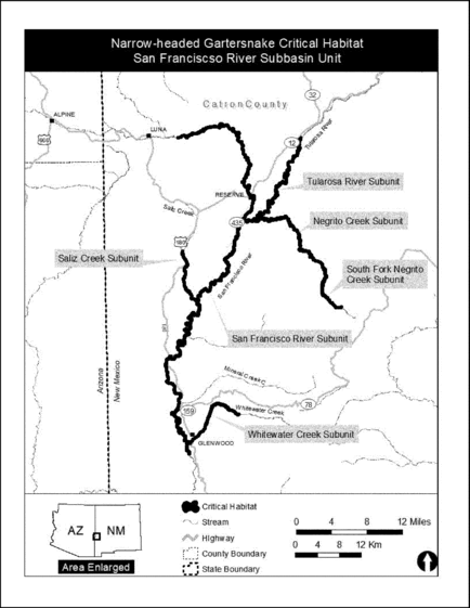Regulatory graphic accompanying: Figure 3 to Narrow-headed Gartersnake paragraph (7)(ii)