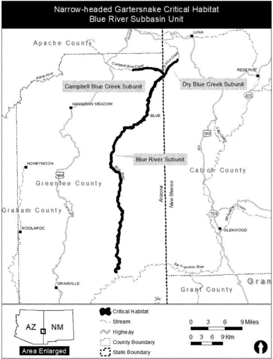 Regulatory graphic accompanying: Figure 4 to Narrow-headed Gartersnake paragraph (8)(ii)