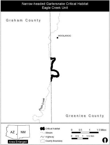 Regulatory graphic accompanying: Figure 5 to Narrow-headed Gartersnake paragraph (9)(ii)
