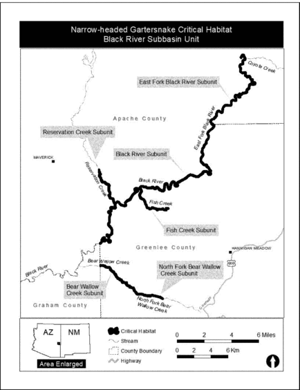 Regulatory graphic accompanying: Figure 6 to Narrow-headed Gartersnake paragraph (10)(ii)