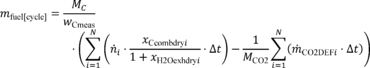 Regulatory graphic accompanying: For calculations that use continuous measurement of emissions and continuous CO2 from urea, calculate m fuel[cycle] using the following equation
