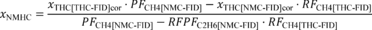 Regulatory graphic accompanying: Use the following equation for an NMC configured as described in § 1065.365(f)