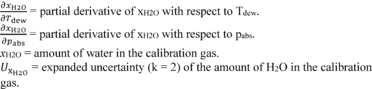 Regulatory graphic accompanying: Pabs = expanded uncertainty (k = 2) of the wet static absolute pressure at the location of the dewpoint measurement
