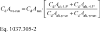 Regulatory graphic accompanying: Adjust the drag area value from each coastdown run, C d A run, from the yaw angle of each run, ψrun, to ±4.5° to represent a wind-averaged drag area value, C d A wa by applying Eq…