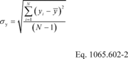 Regulatory graphic accompanying: Standard deviation. Calculate the standard deviation for a non-biased ( e.g., N-1) sample, σ