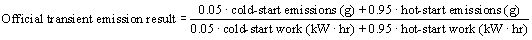 Regulatory graphic accompanying: The transient test sequence consists of an initial run through the transient duty cycle from a cold start, 20 minutes with no engine operation, then a final run through the same…
