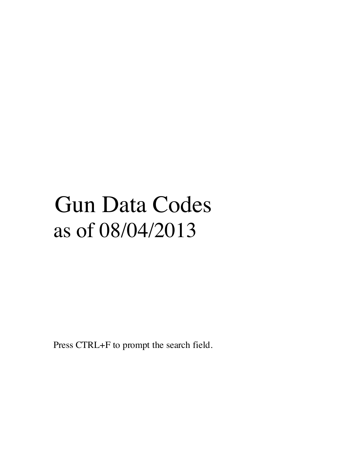 First page of NCIC Gun Code Manual